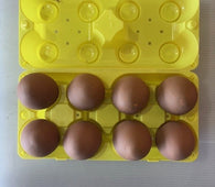 8 Ceramic Eggs In Carton. Brown